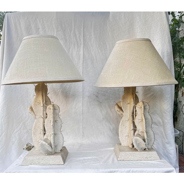 Vintage Metal Cactus Table Lamps by Steve Chase, a Pair For Sale In Palm Springs - Image 6 of 7