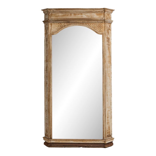 19th Century French Gustavian Floor Mirror with Canted Corners For Sale