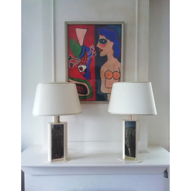 Cream French Table Lamps by Dauphin, 1970s, Set of 2 For Sale - Image 8 of 11