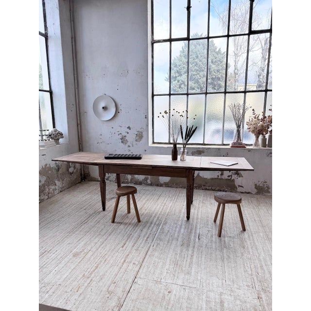 Vintage Farmhouse Table in Oak with Integrated Extensions, 1950s For Sale - Image 3 of 18