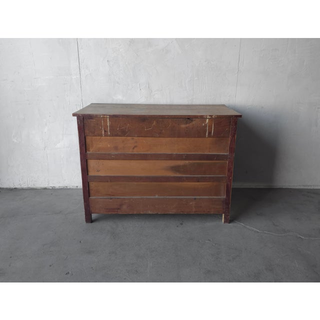 Antique Oak 4 Drawer Dresser Chest With Brass Pulls For Sale - Image 10 of 10