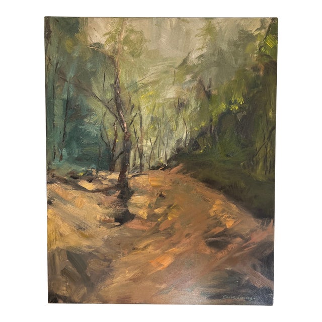 Block Island Forest, Original Landscape Oil Painting by Julia Lawing For Sale