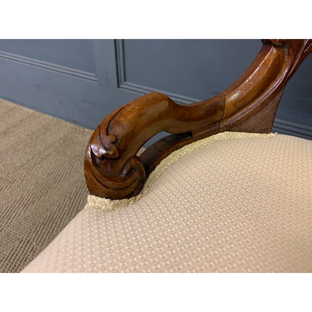 Wood Victorian Walnut Upholstered Salon Chair, 1870 For Sale - Image 7 of 14