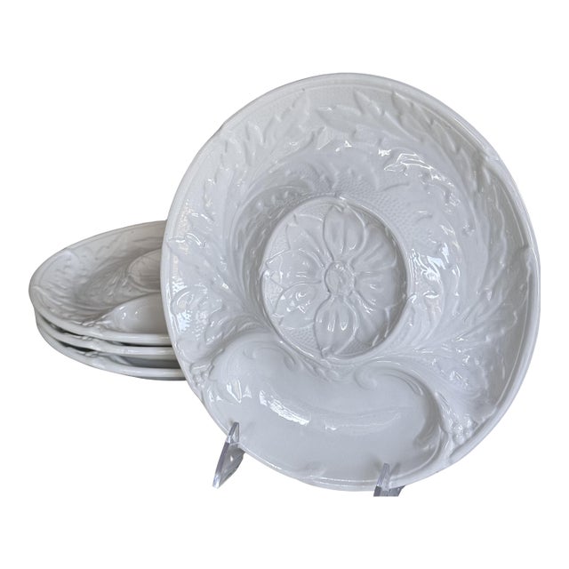 Made in France Portieux Valerysthal Majolica Artichoke Plates - Set of Four For Sale