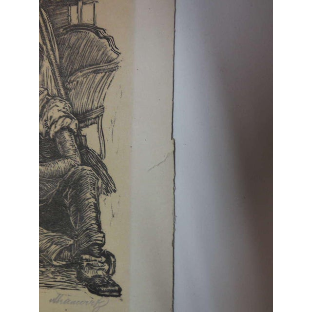 1930s Albert Abramovitz, WPA Artist woodblock print "Letter from overseas" For Sale - Image 5 of 5