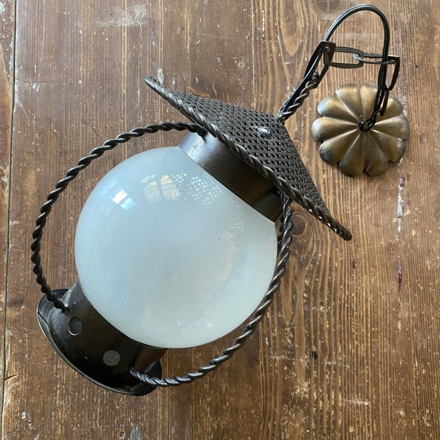 Black Perforated Metal Pendant Light in the style of Mathieu Matégot, 1950s For Sale - Image 8 of 12