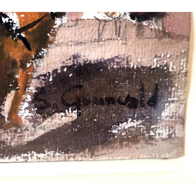 Modern Samuel Grunvald, 1940's American WPA Modernist New York Watercolor Painting 59th st Central Park, c.1940s For Sale - Image 3 of 6