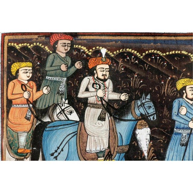 Mid 20th Century Persian Miniature Paintings on Silk, Framed - Set of 2 For Sale - Image 12 of 13