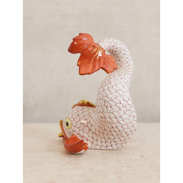 Herend 6.25 Inch Dolphin Koi Fish Fishnet Animal Figurine For Sale - Image 9 of 12