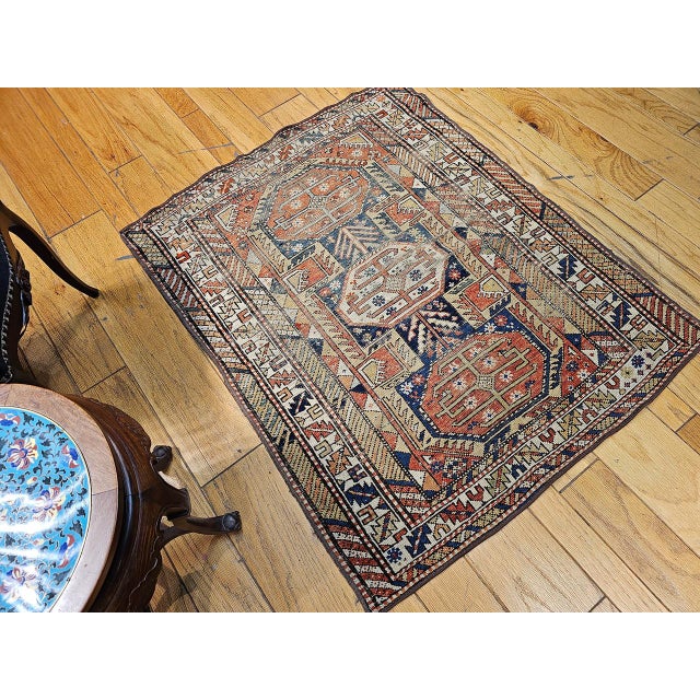 Antique Caucasian Shirvan Area Rug, Wool Pile, Geometric Pattern, 1880s, 4' x 5' For Sale - Image 12 of 18