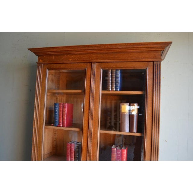 Antique Art Deco Oak Bookcase For Sale - Image 3 of 10