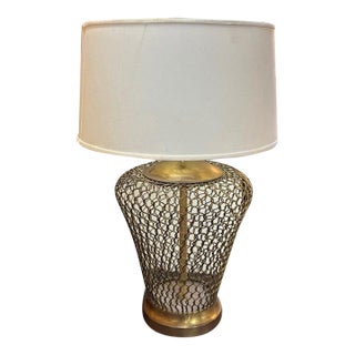 Mid Century Brass Mesh Lamp For Sale