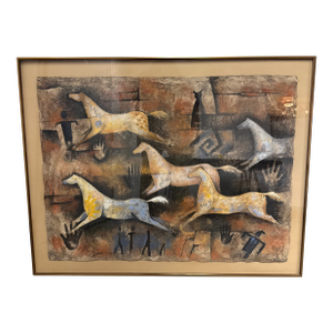 Monica Stobie “Twilight Ponies” Pastel on Bark Paper, 1993