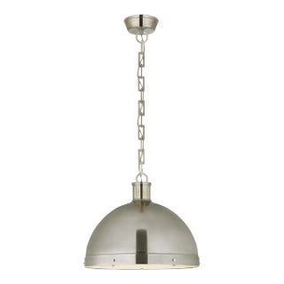 Thomas O'Brien for Visual Comfort Signature Hicks Extra Large Pendant in Antique Nickel with Acrylic Diffuser For Sale