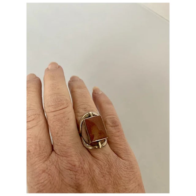 Sterling Lapis & Goldstone Two-Sided Spinning Ring, Size 6.5 For Sale - Image 11 of 12
