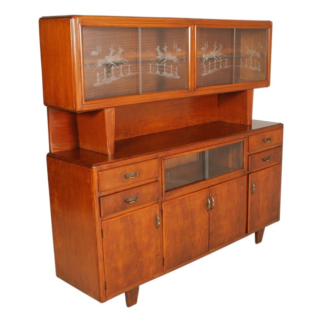 Italian Art Deco Rationalist Sideboard with Display Cabinet by Meroni & Fossati, 1940s For Sale