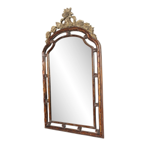 Italian Rococo Style Arched Partial Gilt Wall Mirror