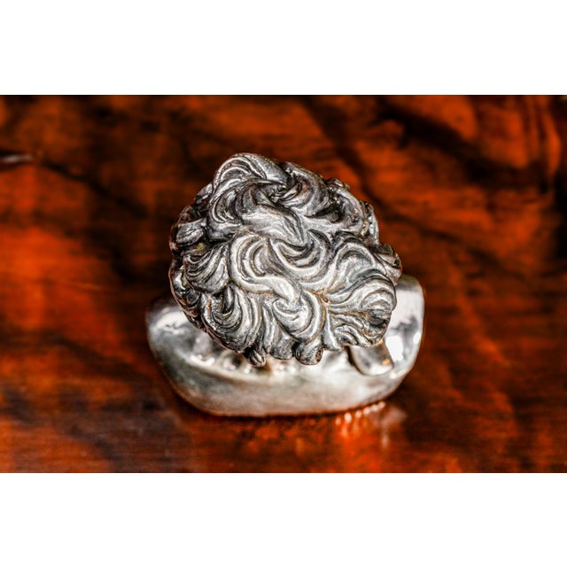 High Relief Vintage Silver Metal Miniature Michelangelo David Art Bust Statue Sculpture Italy Home Decor For Sale - Image 11 of 12
