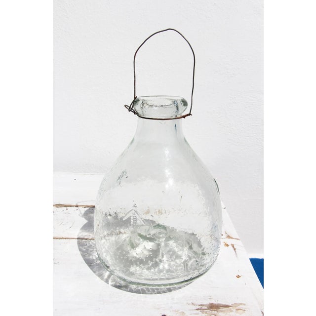 1980s Vintage French Fly Trap Glass Bottle With Relief Decoration For Sale - Image 4 of 13