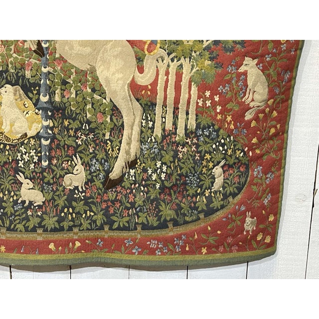 1960s Handmade Medieval Style Named Lady with Unicorn Tapestry, 1960s For Sale - Image 5 of 10