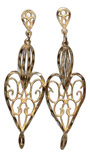 The Princeton: Yellow Gold Diamond Cut Dangle Earrings, 2 Pieces