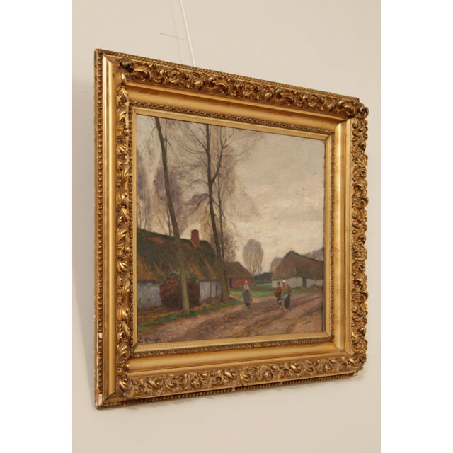 Traditional Antique German Village Original Oil Painting by Eugen Kampf For Sale - Image 3 of 13