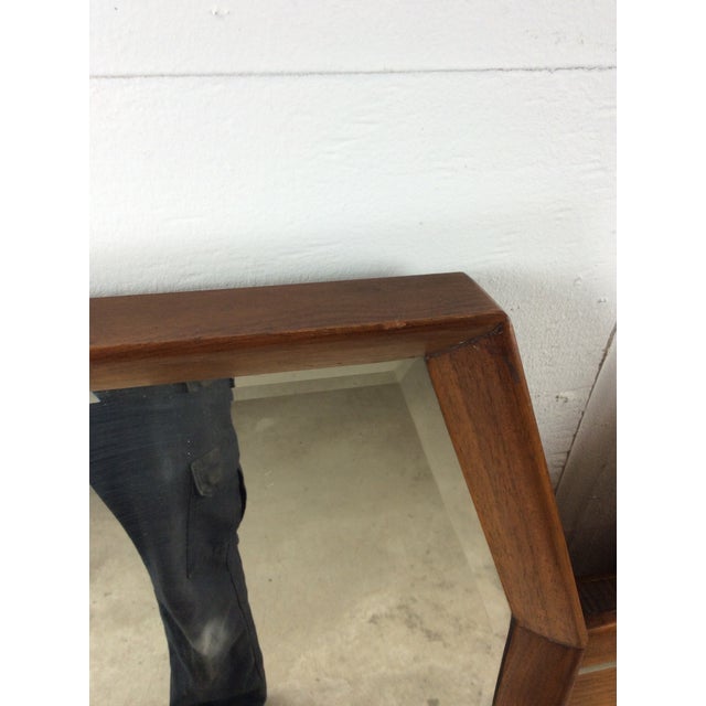 1960s Unique Mid Century Modern Wall Mirror With Two Hexagonal Shaped Mirrors and Walnut Frame For Sale - Image 5 of 18