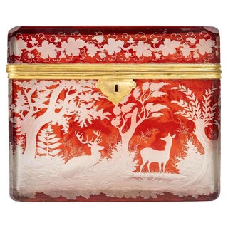 19th Century Napoleon III Bohemian Cut Crystal Box For Sale