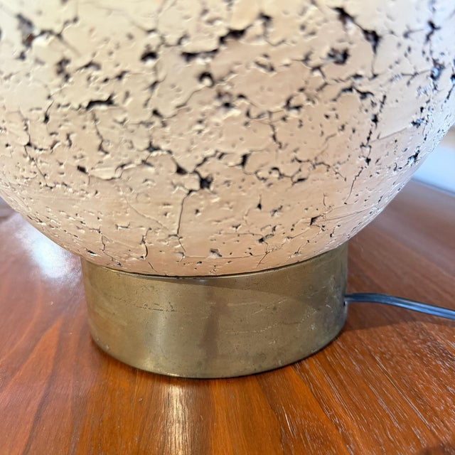 Cream Mid 20th Century Mid Century Modern Tall Cork and Brass Table Lamp For Sale - Image 8 of 12