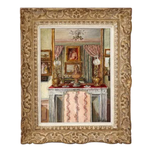 An Oil on Canvas Painting of an Interior