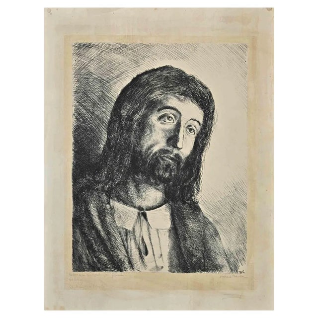 Marcel Muelu, Portrait of Christ, Etching, 1970s For Sale