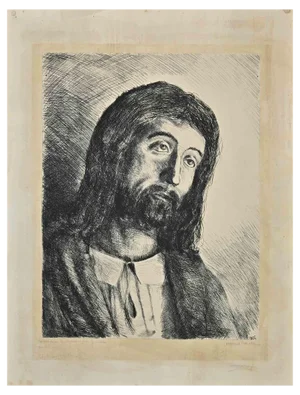 Marcel Muelu, Portrait of Christ, Etching, 1970s