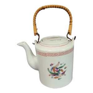 Vintage Japanese Tea-Pot Hand Painted Porcelain Immortal Phoenix Bird