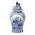 Chinese Hand Painted Blue and White Fudog and Flower Temple Jar For Sale