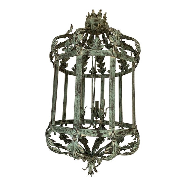 Chandelier in Green + Argilla Metal Wrought Iron Florentine Art from Simoeng, Italy For Sale - Image 14 of 14