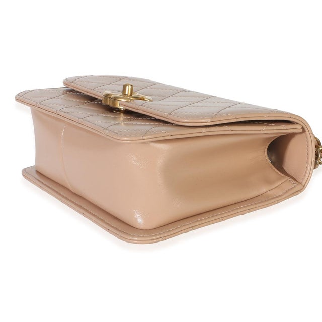 Animal Skin Beige Quilted Calfskin Mini Perfect Fit Flap Bag For Sale - Image 7 of 9