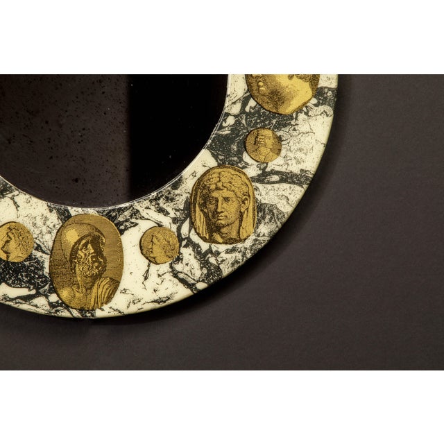 Cammei Marbalia' Round Mirror by Piero Fornasetti, circa 1970s, Signed For Sale - Image 9 of 12