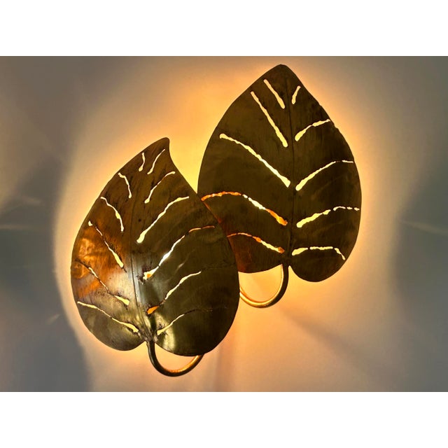 Large Mid-Century Double Leaves Monstera Sconces by Hans Kögl, 1970s, Set of 2 For Sale - Image 9 of 18