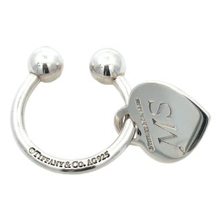 Tiffany & Co. Sterling Silver Heart Tag Key Ring Charm For Sale
