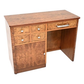 Art Deco Burr Walnut Desk, 1930s For Sale