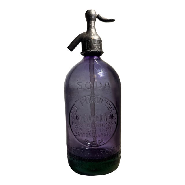 Antique Pedro Francisco Adamo Purple Seltzer Bottle From Argentina For Sale