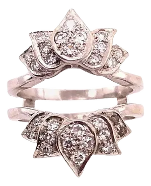 14 Karat White Gold Interlocking Engagement Ring Guard