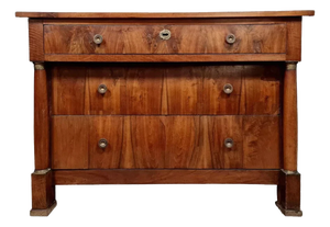 Empire Chest of Drawers in Walnut and Gilded Bronze, 1810s