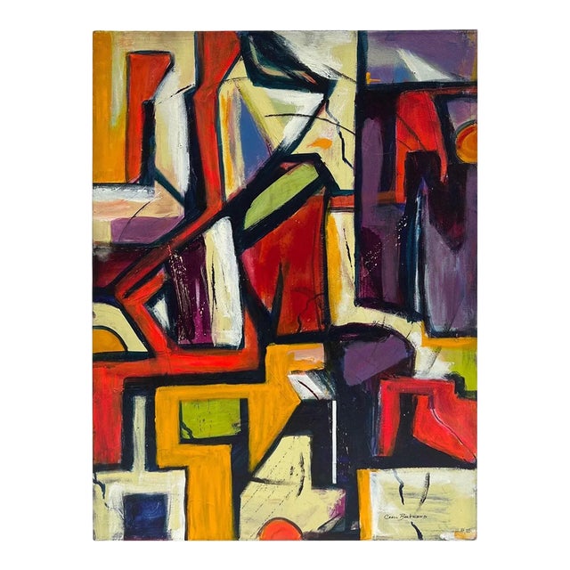 Large Carol Bertrand Colorful Post Modern Abstract For Sale
