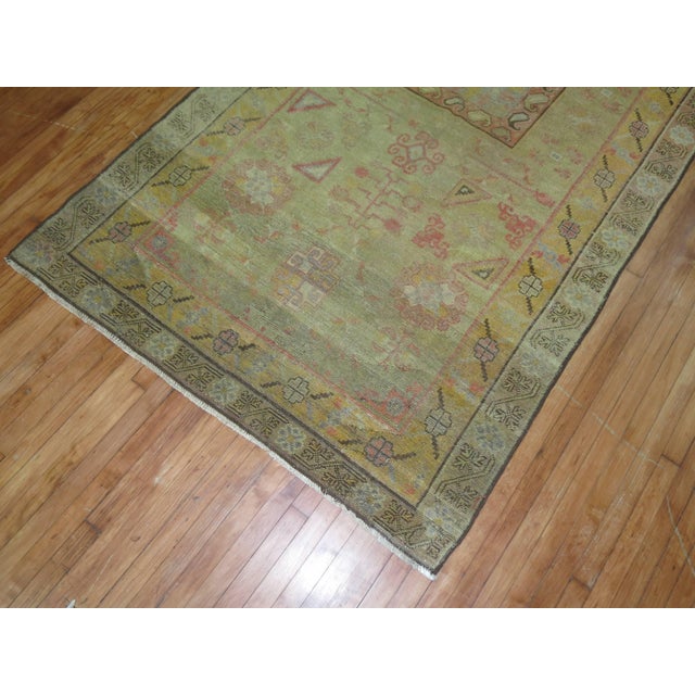 Mid-Century Modern Green 19th Century Antique Wool Khotan Rug - 5'2" x 10'8" For Sale - Image 3 of 6