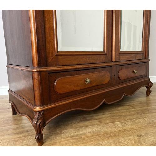 Antique French Carved Walnut Mirrored 2-Door Wardrobe For Sale - Image 11 of 18