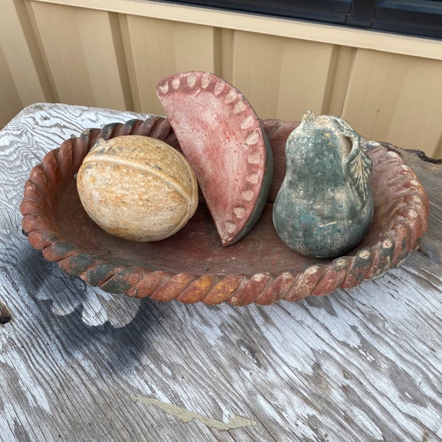 1980s Large Mexican Pottery Fruit in Bowl - 4 Pieces For Sale - Image 9 of 9