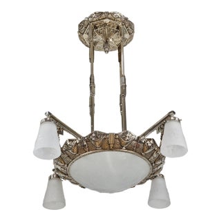 1930s French Art Deco Chandelier by Petitot & Muller Freres France For Sale