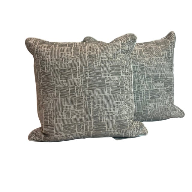 Custom Textured Grey Pair of Pillows For Sale In Charlotte - Image 6 of 6