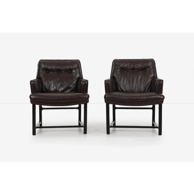 Pair of Edward Wormley for Dunbar pull-up lounge chairs. Model 971 Jansus line collection. Wormley's Boutique line....